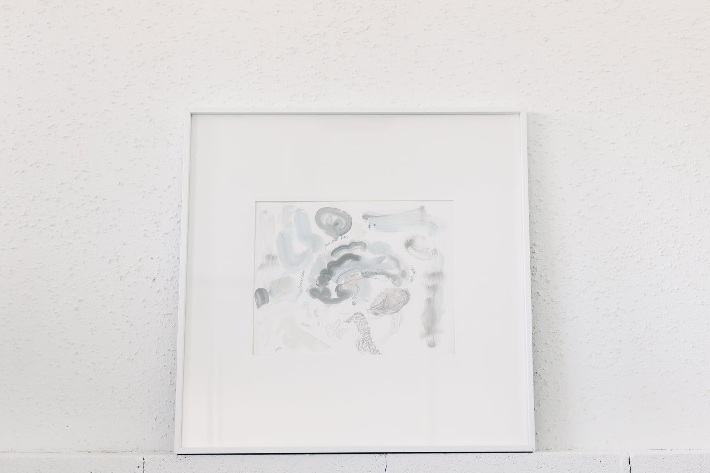 Image of framed and matted mixed media abstract brain artwork