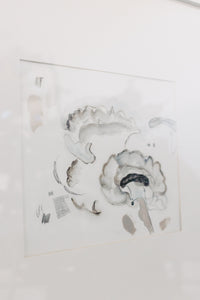 Close up image of mixed media abstract brain artwork.