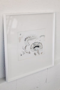 Image of framed mixed media abstract brain artwork.